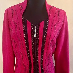 Dark Fuschia 2pc Knit suit.